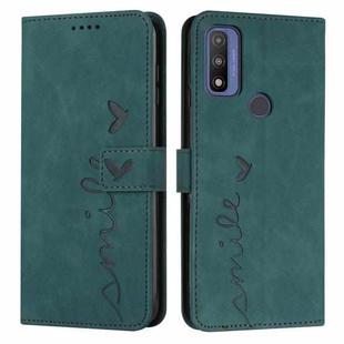 For Motorola G Pure Skin Feel Heart Pattern Leather Phone Case(Green)