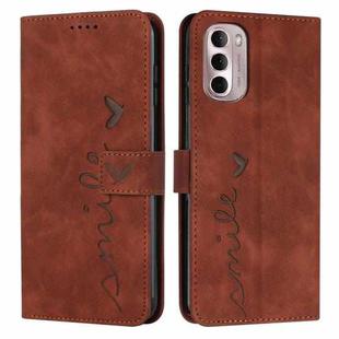 For Motorola Moto G Stylus 5G 2022 Skin Feel Heart Pattern Leather Phone Case(Brown)