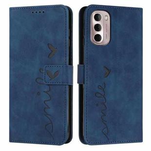 For Motorola Moto G Stylus 5G 2022 Skin Feel Heart Pattern Leather Phone Case(Blue)