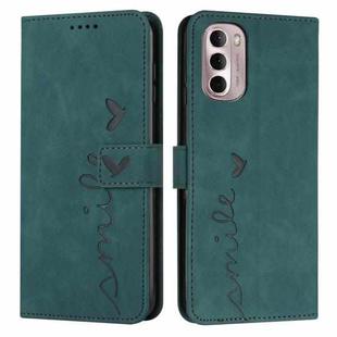 For Motorola Moto G Stylus 5G 2022 Skin Feel Heart Pattern Leather Phone Case(Green)