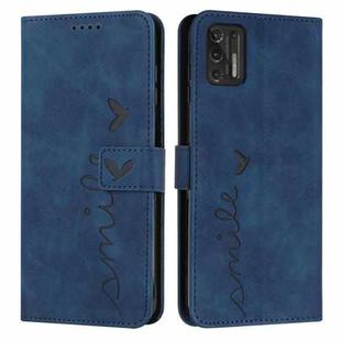 For Motorola Moto G Stylus 2021 Skin Feel Heart Pattern Leather Phone Case(Blue)