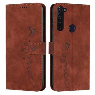 For Motorola Moto G Stylus 2022 4G Skin Feel Heart Pattern Leather Phone Case(Brown)