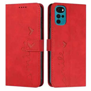 For Motorola Moto G22 Skin Feel Heart Pattern Leather Phone Case(Red)