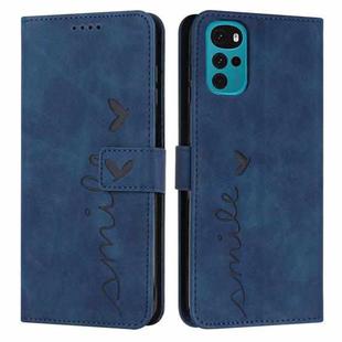 For Motorola Moto G22 Skin Feel Heart Pattern Leather Phone Case(Blue)