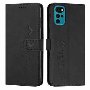 For Motorola Moto G22 Skin Feel Heart Pattern Leather Phone Case(Black)