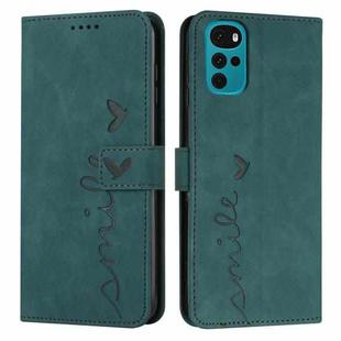 For Motorola Moto G22 Skin Feel Heart Pattern Leather Phone Case(Green)