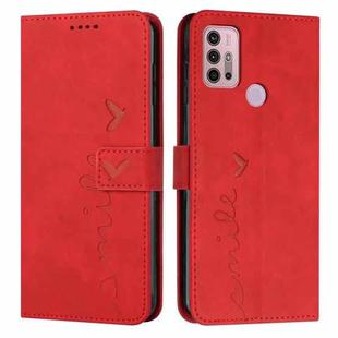 For Motorola Moto G30 Skin Feel Heart Pattern Leather Phone Case(Red)