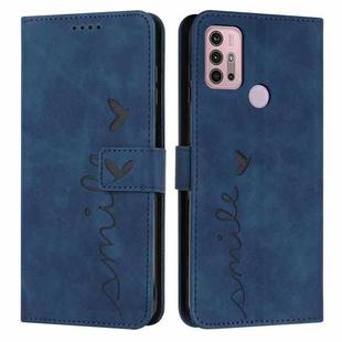 For Motorola Moto G30 Skin Feel Heart Pattern Leather Phone Case(Blue)