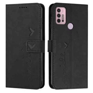 For Motorola Moto G30 Skin Feel Heart Pattern Leather Phone Case(Black)