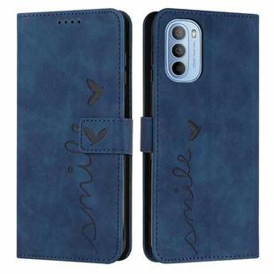 For Motorola Moto G31/G41 Skin Feel Heart Pattern Leather Phone Case(Blue)