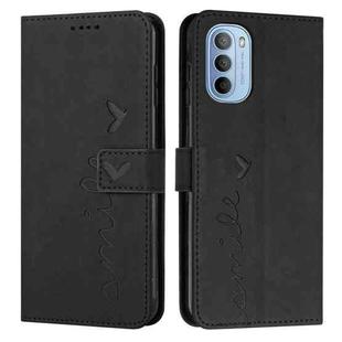 For Motorola Moto G31/G41 Skin Feel Heart Pattern Leather Phone Case(Black)