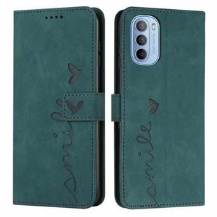 For Motorola Moto G31/G41 Skin Feel Heart Pattern Leather Phone Case(Green)