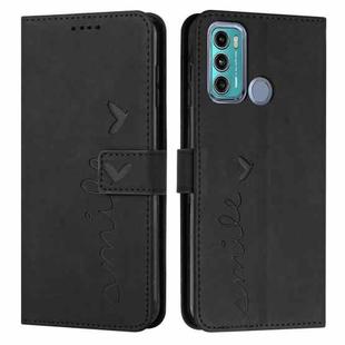 For Motorola Moto G40 Fusion/G60 Skin Feel Heart Pattern Leather Phone Case(Black)