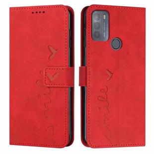 For Motorola Moto G50 Skin Feel Heart Pattern Leather Phone Case(Red)