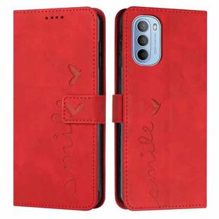 For Motorola Moto G51 5G Skin Feel Heart Pattern Leather Phone Case(Red)