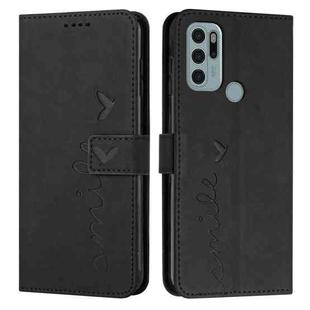 For Motorola Moto G60S Skin Feel Heart Pattern Leather Phone Case(Black)