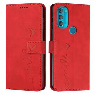 For Motorola Moto G71 5G Skin Feel Heart Pattern Leather Phone Case(Red)