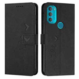 For Motorola Moto G71 5G Skin Feel Heart Pattern Leather Phone Case(Black)