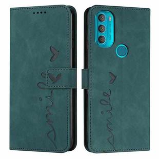 For Motorola Moto G71 5G Skin Feel Heart Pattern Leather Phone Case(Green)