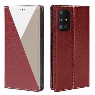 For Samsung Galaxy A32 5G 3-Splicing Flip Microfiber Leather Phone Case(Red Grey)