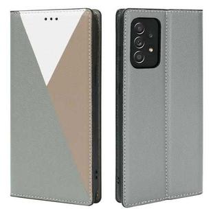 For Samsung Galaxy A72 5G / 4G 3-Splicing Flip Microfiber Leather Phone Case(Grey)