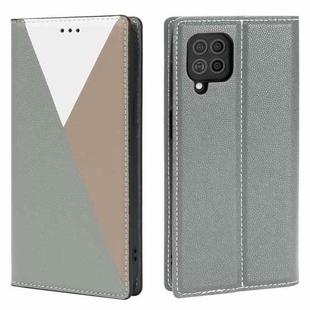For Samsung Galaxy F62 3-Splicing Flip Microfiber Leather Phone Case(Grey)
