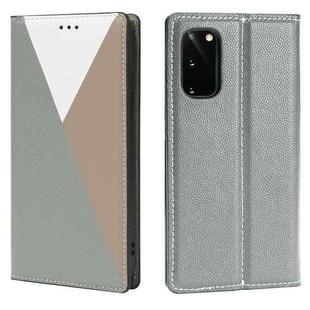 For Samsung Galaxy S20 3-Splicing Flip Microfiber Leather Phone Case(Grey)
