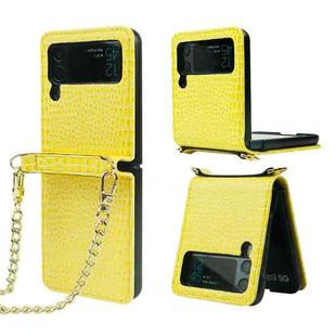 For Samsung Galaxy Z Flip3 5G Crocodile Texture Folding Phone Case(Yellow)