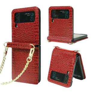 For Samsung Galaxy Z Flip3 5G Crocodile Texture Folding Phone Case(Red)