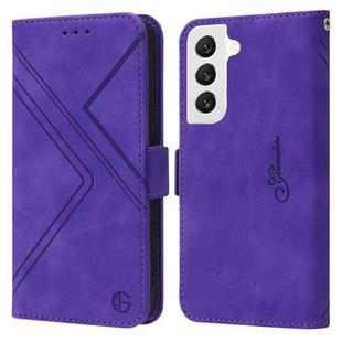 For Samsung Galaxy S22 5G RFID Geometric Line Flip Leather Phone Case(Purple)