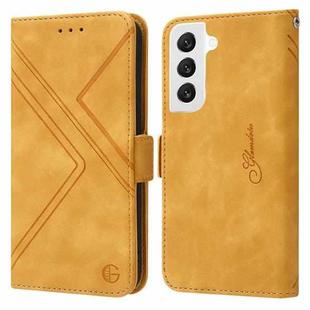 For Samsung Galaxy S22 5G RFID Geometric Line Flip Leather Phone Case(Yellow)