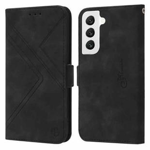 For Samsung Galaxy S22 5G RFID Geometric Line Flip Leather Phone Case(Black)