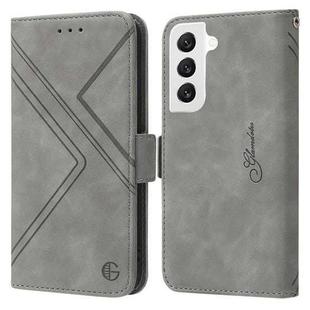 For Samsung Galaxy S22 5G RFID Geometric Line Flip Leather Phone Case(Grey)