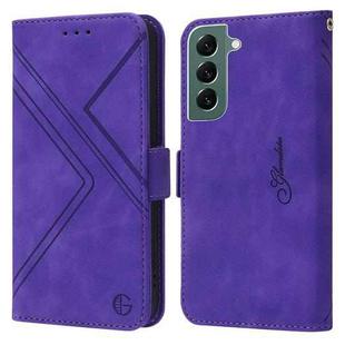 For Samsung Galaxy S22 Plus 5G RFID Geometric Line Flip Leather Phone Case(Purple)