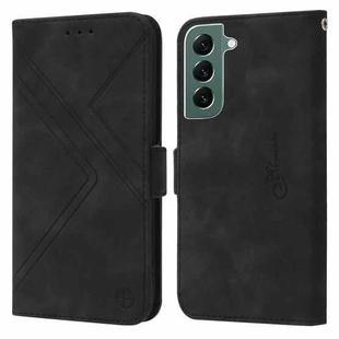 For Samsung Galaxy S22 Plus 5G RFID Geometric Line Flip Leather Phone Case(Black)