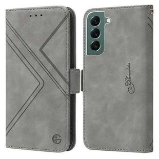 For Samsung Galaxy S22 Plus 5G RFID Geometric Line Flip Leather Phone Case(Grey)