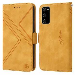 For Samsung Galaxy S20 FE RFID Geometric Line Flip Leather Phone Case(Yellow)