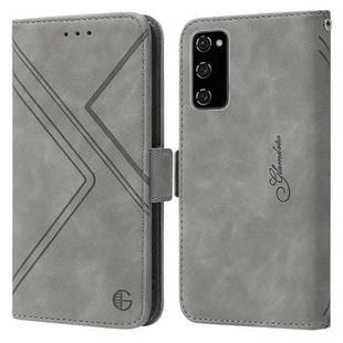 For Samsung Galaxy S20 FE RFID Geometric Line Flip Leather Phone Case(Grey)