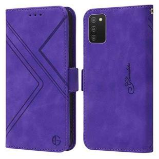For Samsung Galaxy A03s 166mm RFID Geometric Line Flip Leather Phone Case(Purple)