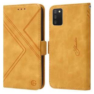 For Samsung Galaxy A03s 166mm RFID Geometric Line Flip Leather Phone Case(Yellow)