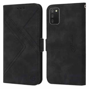 For Samsung Galaxy A03s 166mm RFID Geometric Line Flip Leather Phone Case(Black)