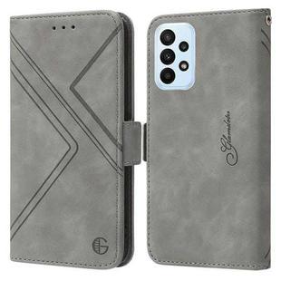 For Samsung Galaxy A23 4G RFID Geometric Line Flip Leather Phone Case(Grey)