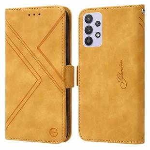 For Samsung Galaxy A32 5G RFID Geometric Line Flip Leather Phone Case(Yellow)