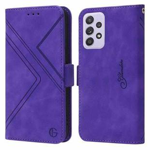 For Samsung Galaxy A52s 5G / A52 5G RFID Geometric Line Flip Leather Phone Case(Purple)