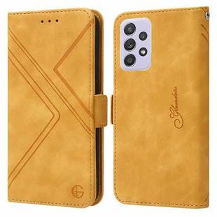 For Samsung Galaxy A52s 5G / A52 5G RFID Geometric Line Flip Leather Phone Case(Yellow)