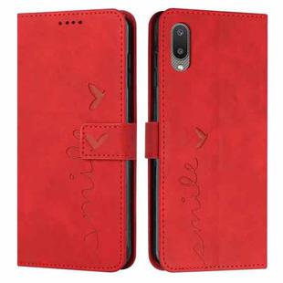 For Samsung Galaxy A02/M02 Skin Feel Heart Pattern Leather Phone Case(Red)