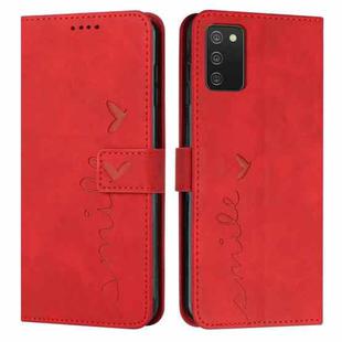 For Samsung Galaxy A02S 164mm EU Version Skin Feel Heart Pattern Leather Phone Case(Red)