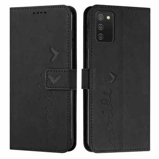 For Samsung Galaxy A02S 164mm EU Version Skin Feel Heart Pattern Leather Phone Case(Black)