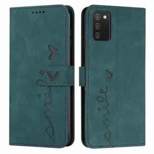 For Samsung Galaxy A02S 164mm EU Version Skin Feel Heart Pattern Leather Phone Case(Green)