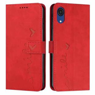For Samsung Galaxy A03 Core Skin Feel Heart Pattern Leather Phone Case(Red)
